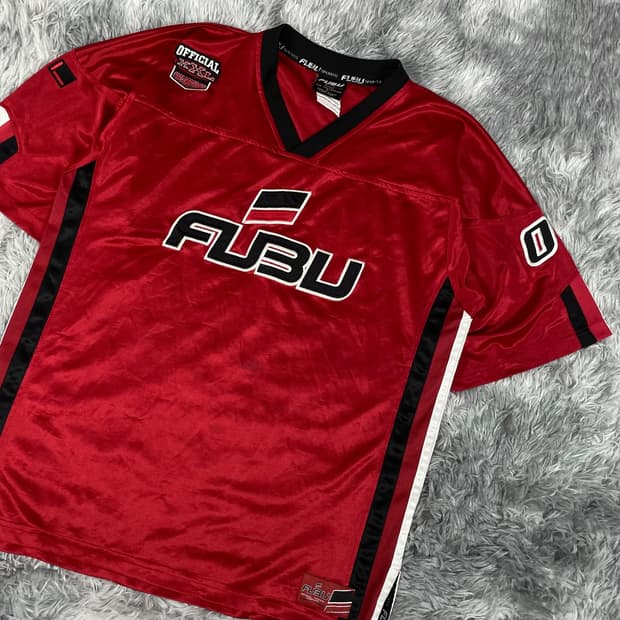 90s FUBU 후부 올드스쿨 빅로고 트레이닝 져지 반팔 탑 5352