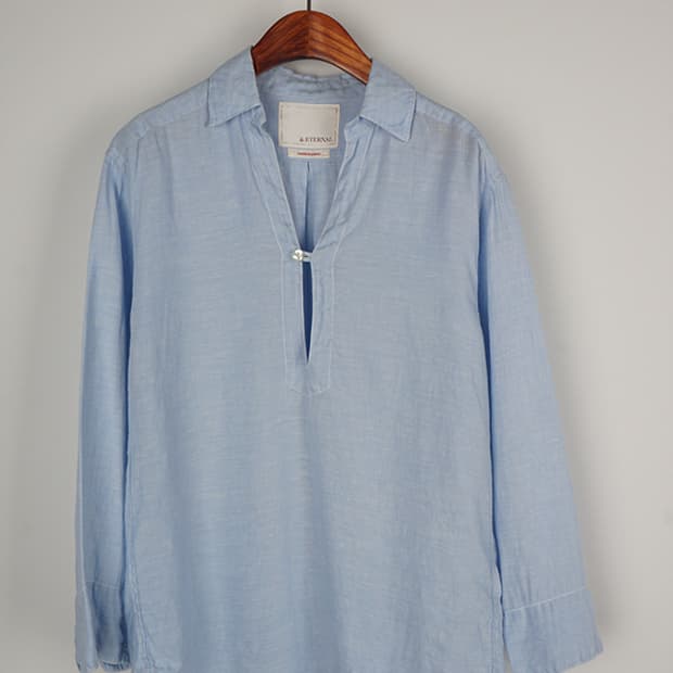 ETERNAL indigo chambray pullover shirt