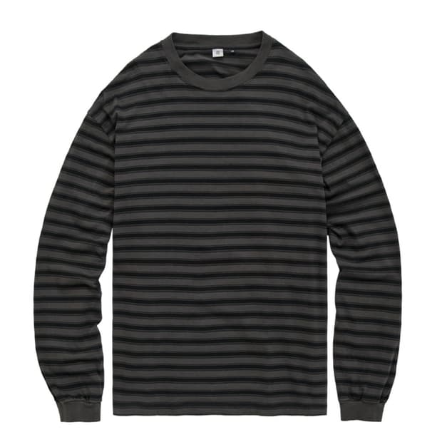 [4] 폴리테루 스트라이프 롱슬리브 차콜