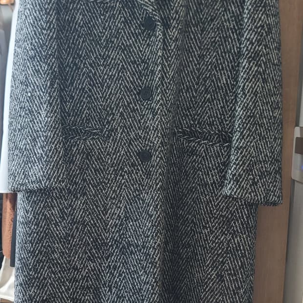 헤링본코트 모직 오버핏코트 울코트