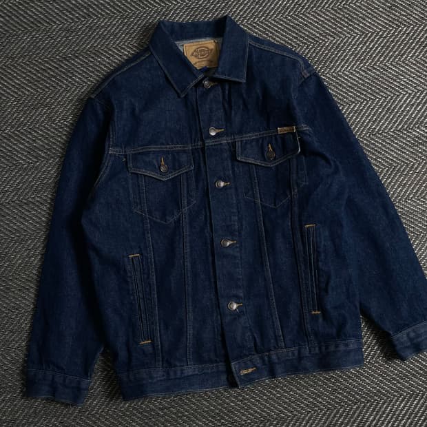 디키즈 USA 가죽패치 로고 데님 트러커 자켓y 3177