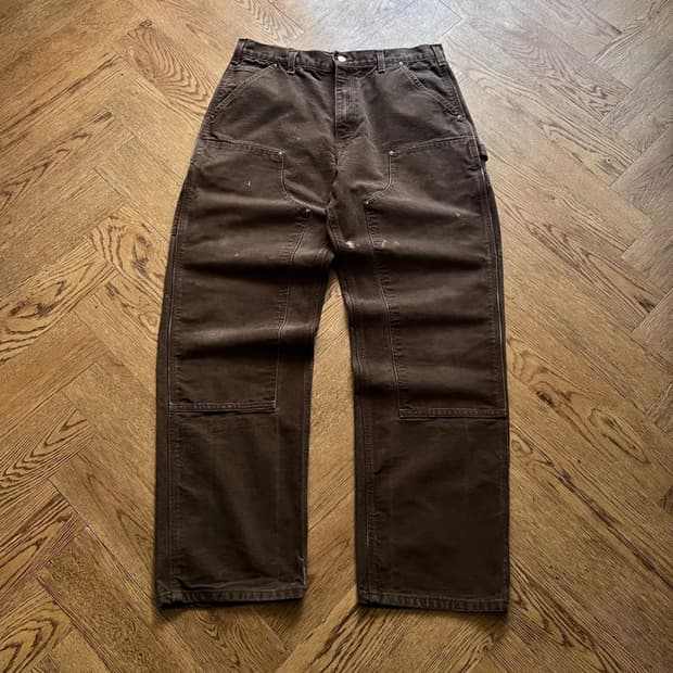 [33]칼하트 USA 빈티지 워싱 다크브라운 더블니 워크 팬츠