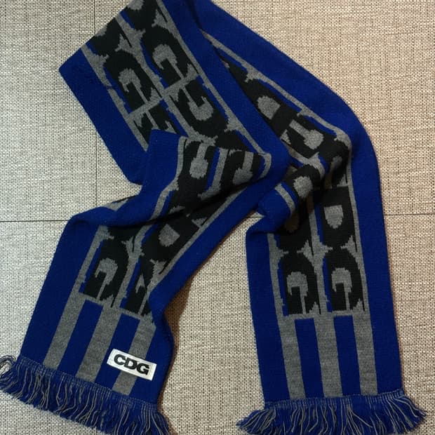 CDG 로고 체크 머플러 블루