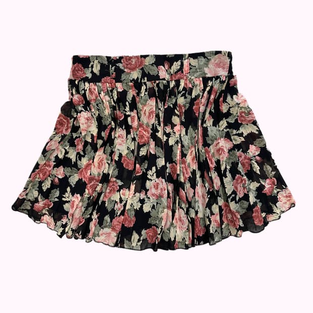 rose pattern pleats skirt