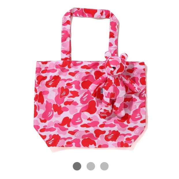 베이프 카모베어 에코백 가방 키링 핑크