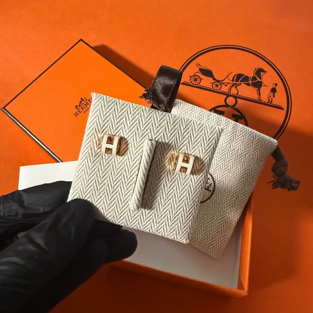 에르메스 팝아슈미니 화이트/로즈골드 귀걸이