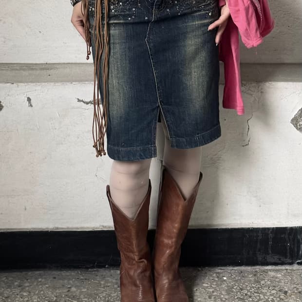 Midi denim skirt