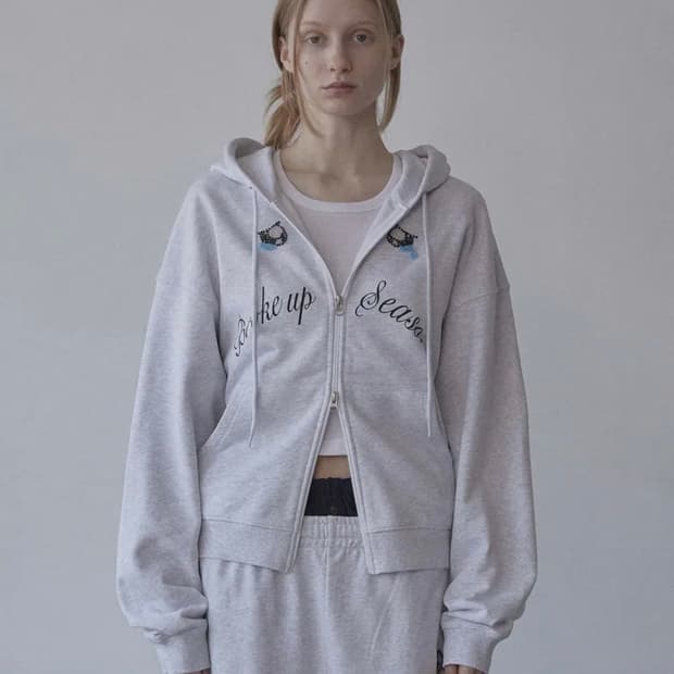 My Go To Hoodie Zip-Up White Melange