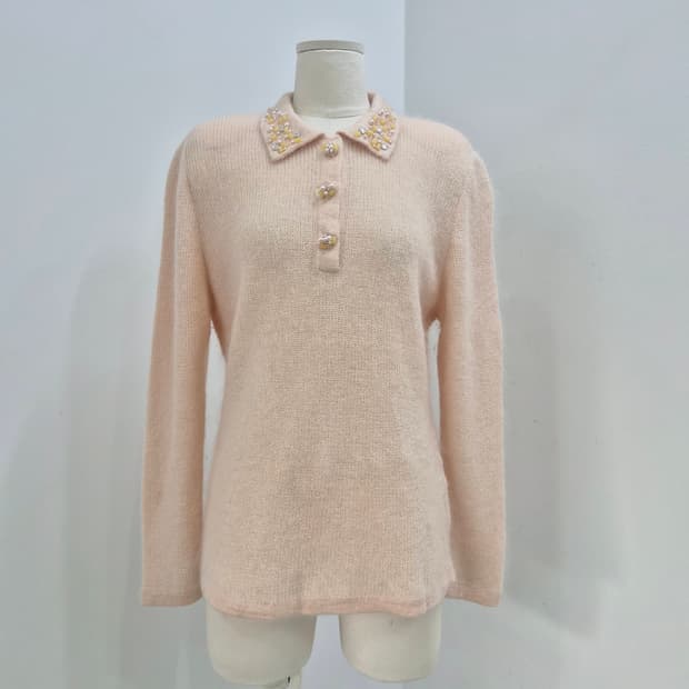 러블리핑크 비즈카라 울 실크 니트