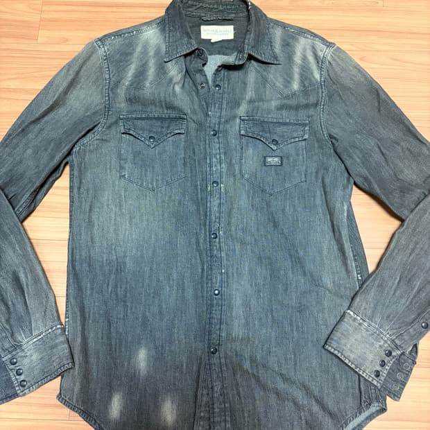 데님앤서플라이 랄프로렌 남성 흑청 데님 셔츠 M