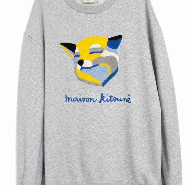 [L] 메종키츠네 폭스 헤드 자수 맨투맨 그레이