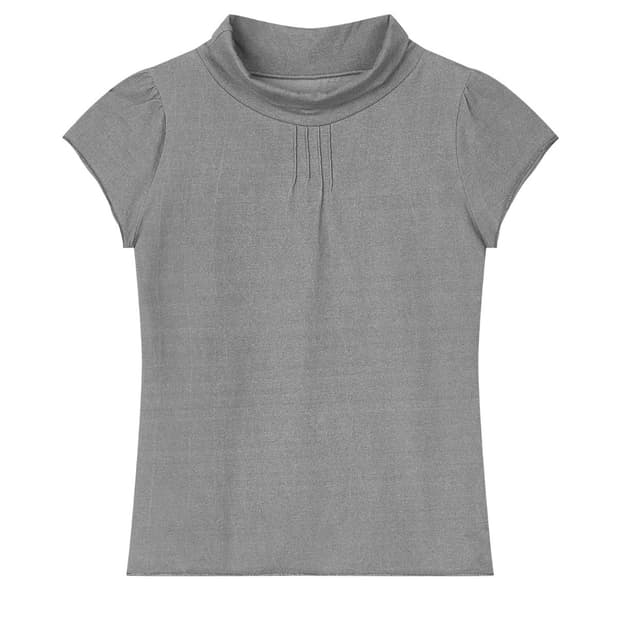 Buttony HALF-NECK PINTUCK SHORT SLEEVE T