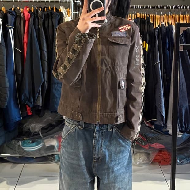 본더치 크롭 빈티지 멀티 패치 자켓