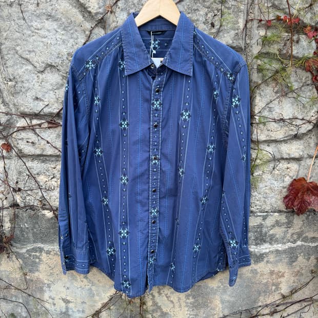 일본 빈티지 에스닉 패턴 웨스턴 셔츠 XL