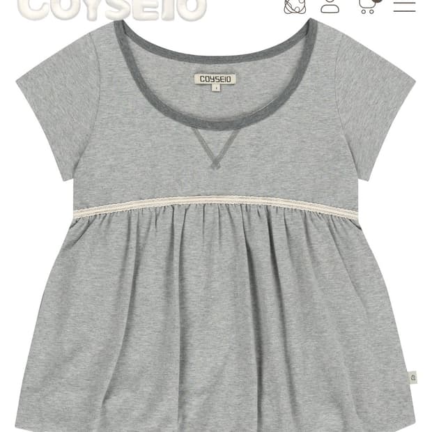 새상품 코이세이오 레이스 벌룬 티셔츠 멜란지그레이 2사이즈