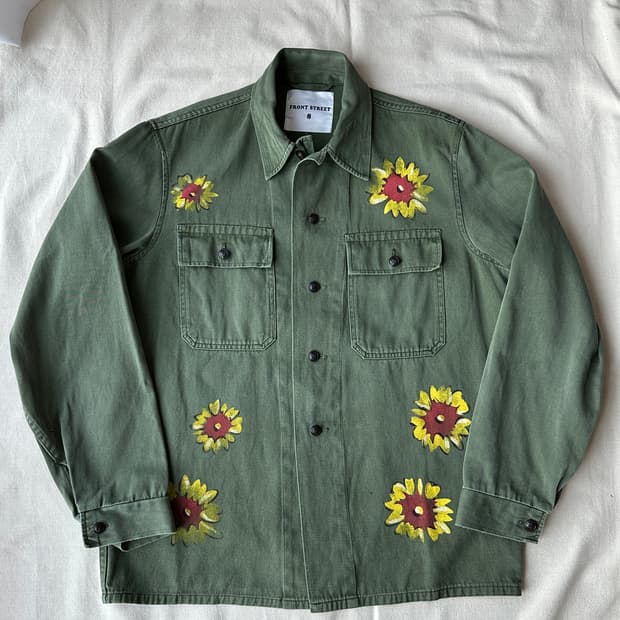 프론트 스트리트 8 플라워 밀리터리 셔츠 100 made in Italy