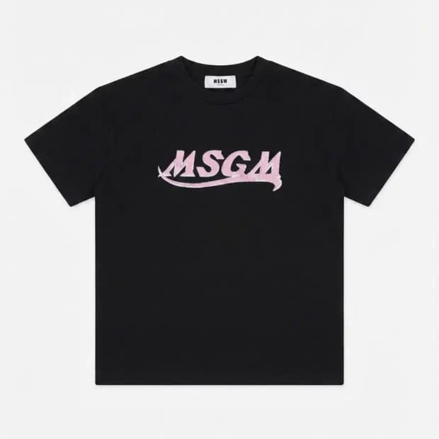 MSGM 블랙 로고 반팔티