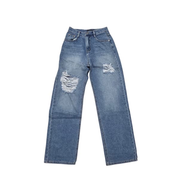 NICK NICOLE 닉앤니콜 하이웨스트 와이드 데미지 데님
