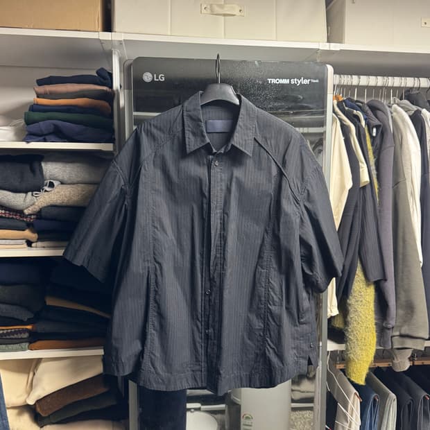 준지 코튼 펜시 스트라이프 숏슬리브 셔츠 48