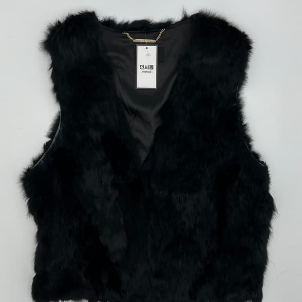 빈티지 래빗 퍼 베스트