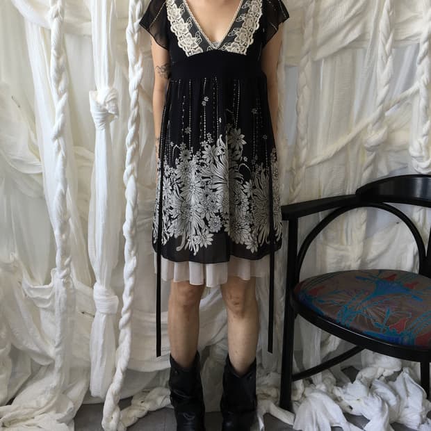 Crochet trimming flower pattern onepiece