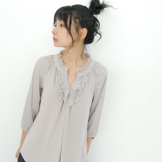 Grey frill blouse