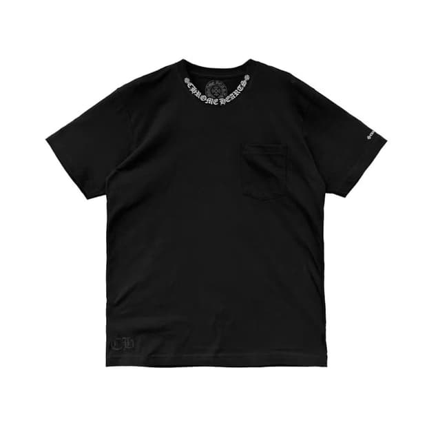 [XL] 크롬하츠 숏 슬리브 포켓 크루 넥로고 반팔 티셔츠 블랙