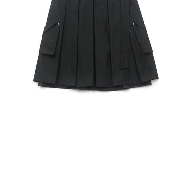 웻태그 SLANTED POCKET BELTED PLEATS SKIRT