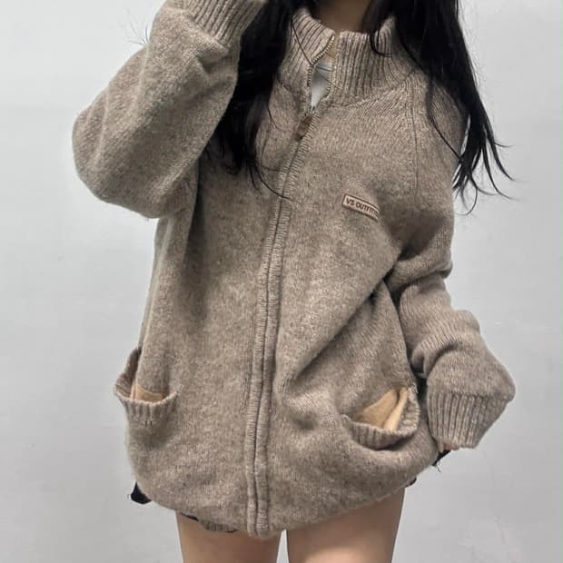 Vintage 올드스쿨 헤비 니트 집업 자켓