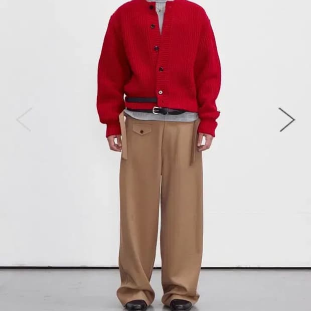 렉토 청키 울 레드 가디건 S사이즈