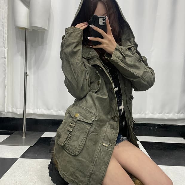 🎸카키 버튼 디테일 롱 자켓🎸