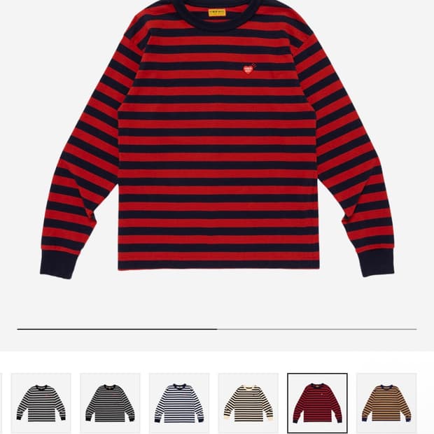 휴먼메이드 Striped L/S T-Shirt Red (M)
