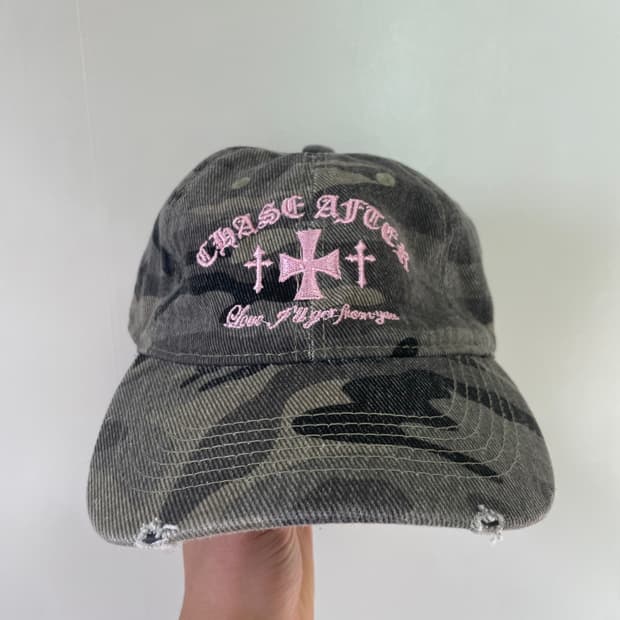 빈티지 CHASE AFTER 데미지워싱 카모 캡