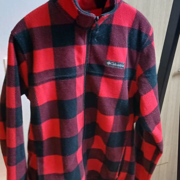 컬럼비아 레드 블랙 체크 플리스 M