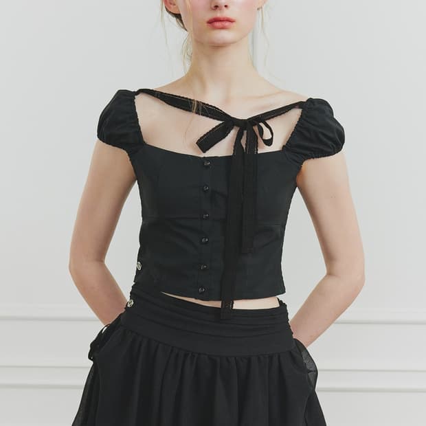 페인오어플레져 웬디 리본 블라우스