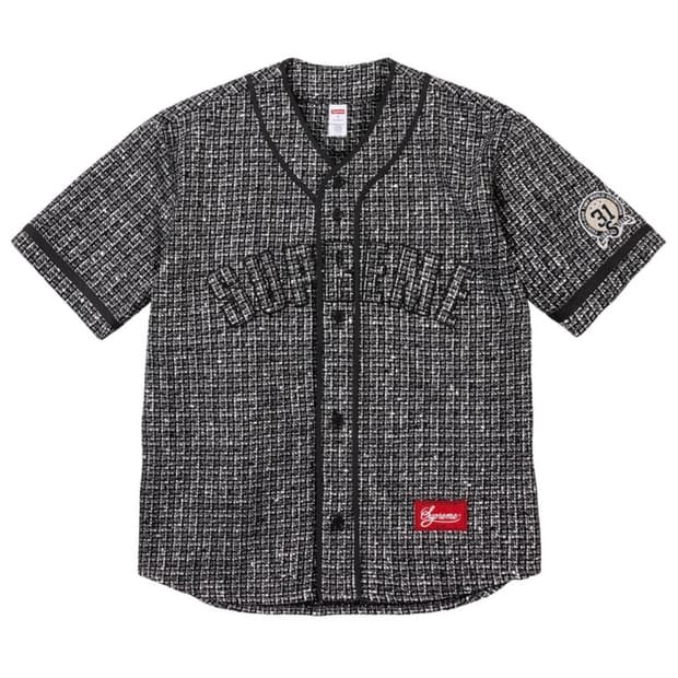 M) 슈프림 부클 트위드 베이스볼 저지 블랙 