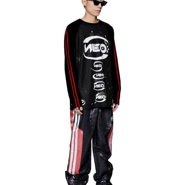 네온 제네시스 오디티 로고 스포츠 레글런 티셔츠 블랙