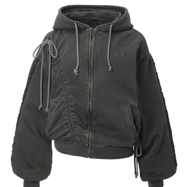 쓰리타임즈 위스퍼 후드집업 차콜 Whisper zip-up hoodie