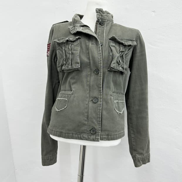 Vintage khaki flag patch jacket