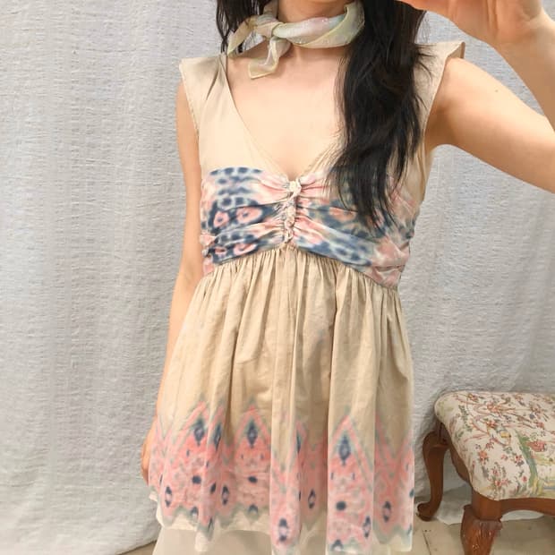 Soft tie-dye empire blouse