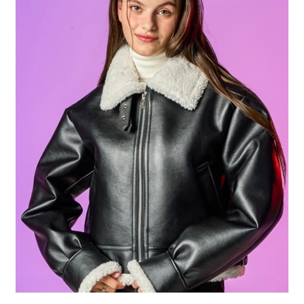 (키오프착용) 콜릿 블러드 셔링 양털 플리스 레더 무스탕 자켓