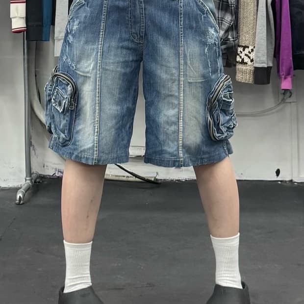 VTG 멀티포켓 데님 버뮤다팬츠