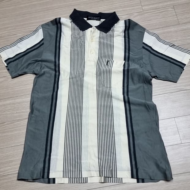 80s YSL 입생로랑 스트라이프 반팔 카라티(100)