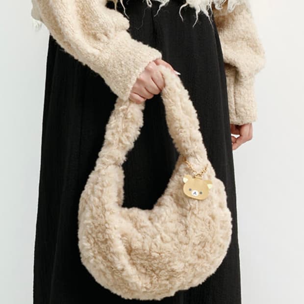 리락쿠마 뽀글이 호보백 가방