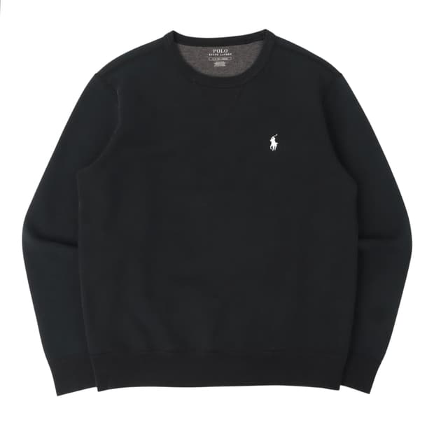 폴로 랄프로렌 블랙 코튼 폴리 크루넥 스웻셔츠