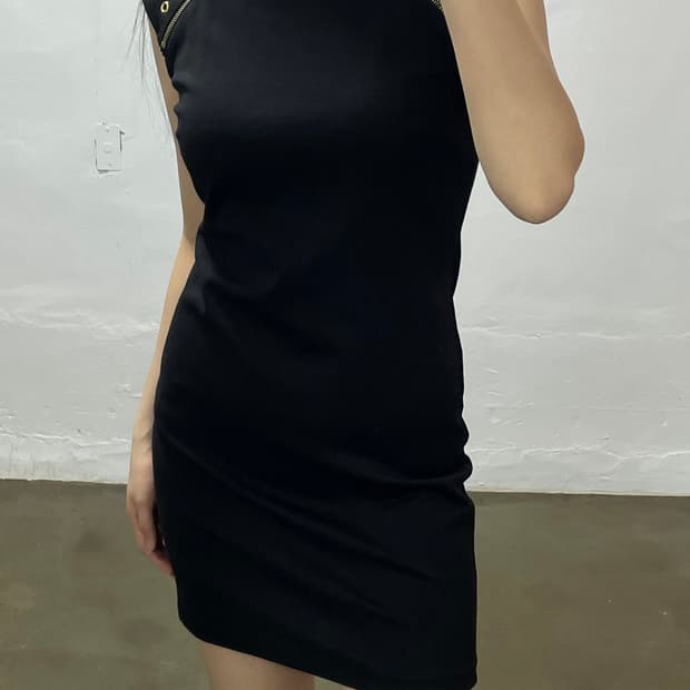 마이클코어스 블랙 금장 장식 원피스 S