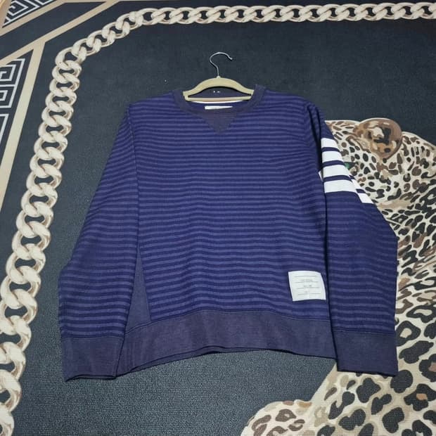 톰브라운 울 사선 니트 네이비 M 정품