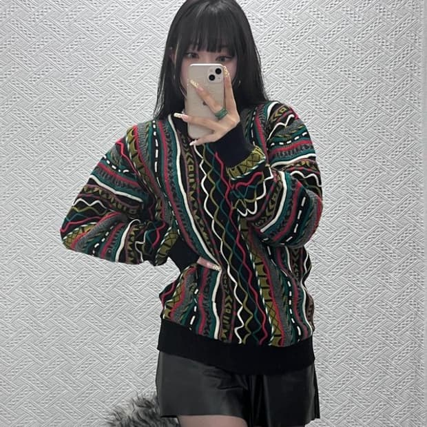 VIESTENI 일본 빈티지 보헤미안 히피 뜨개 니트 M C09613