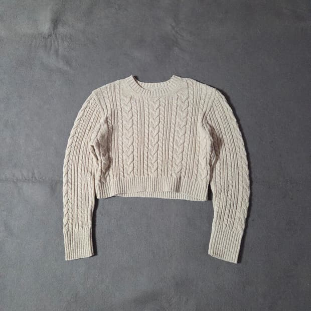 LFM 렉스핑거마르쉐 크롭 케이블 니트 탑