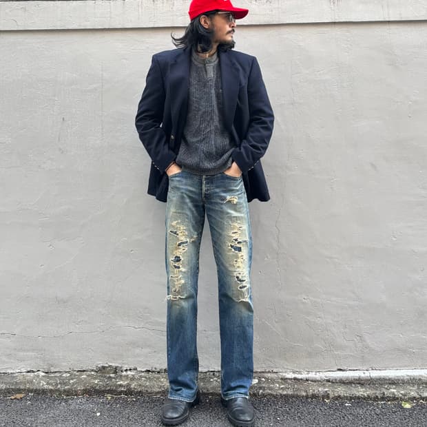 일본 타케오 키쿠치 리페어 데님 팬츠